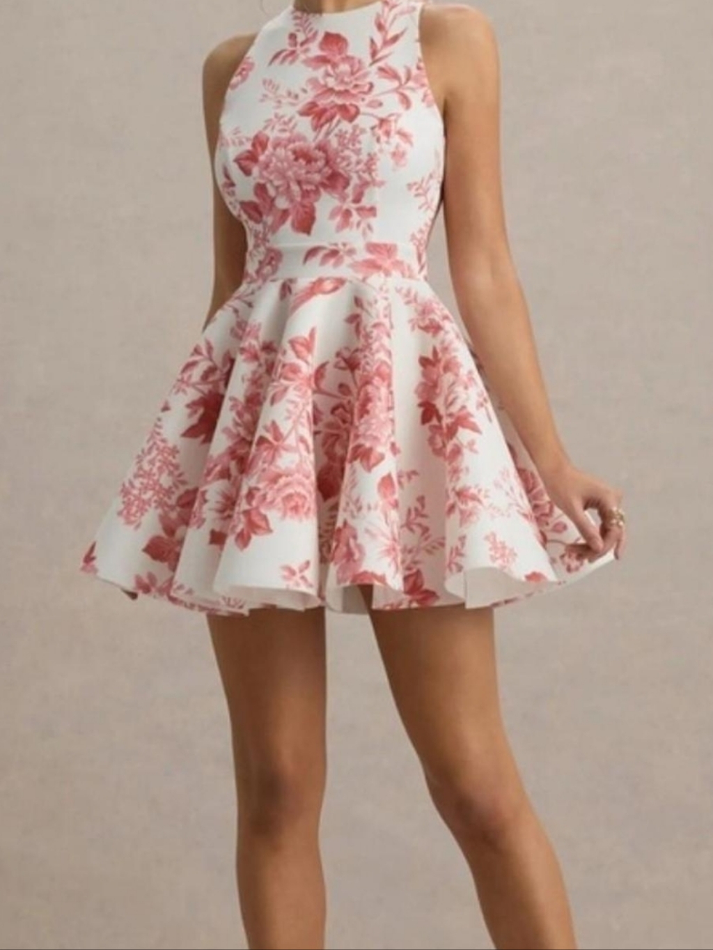 Club L London White Mini Dress With Pink Floral Print